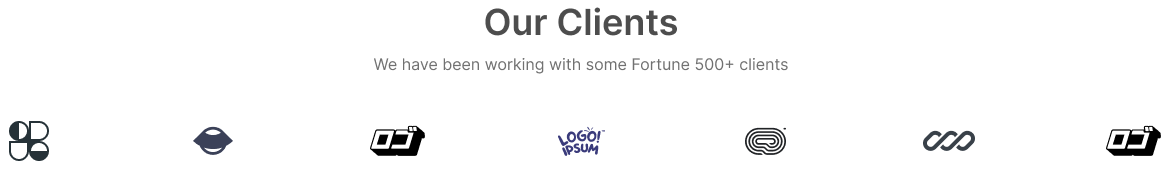 Clients section of a website showing a heading, description, and selection of client logos