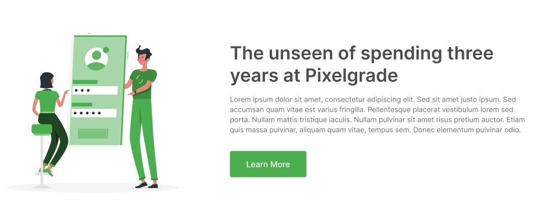 Call to action section of a website with image, headline, text, and button